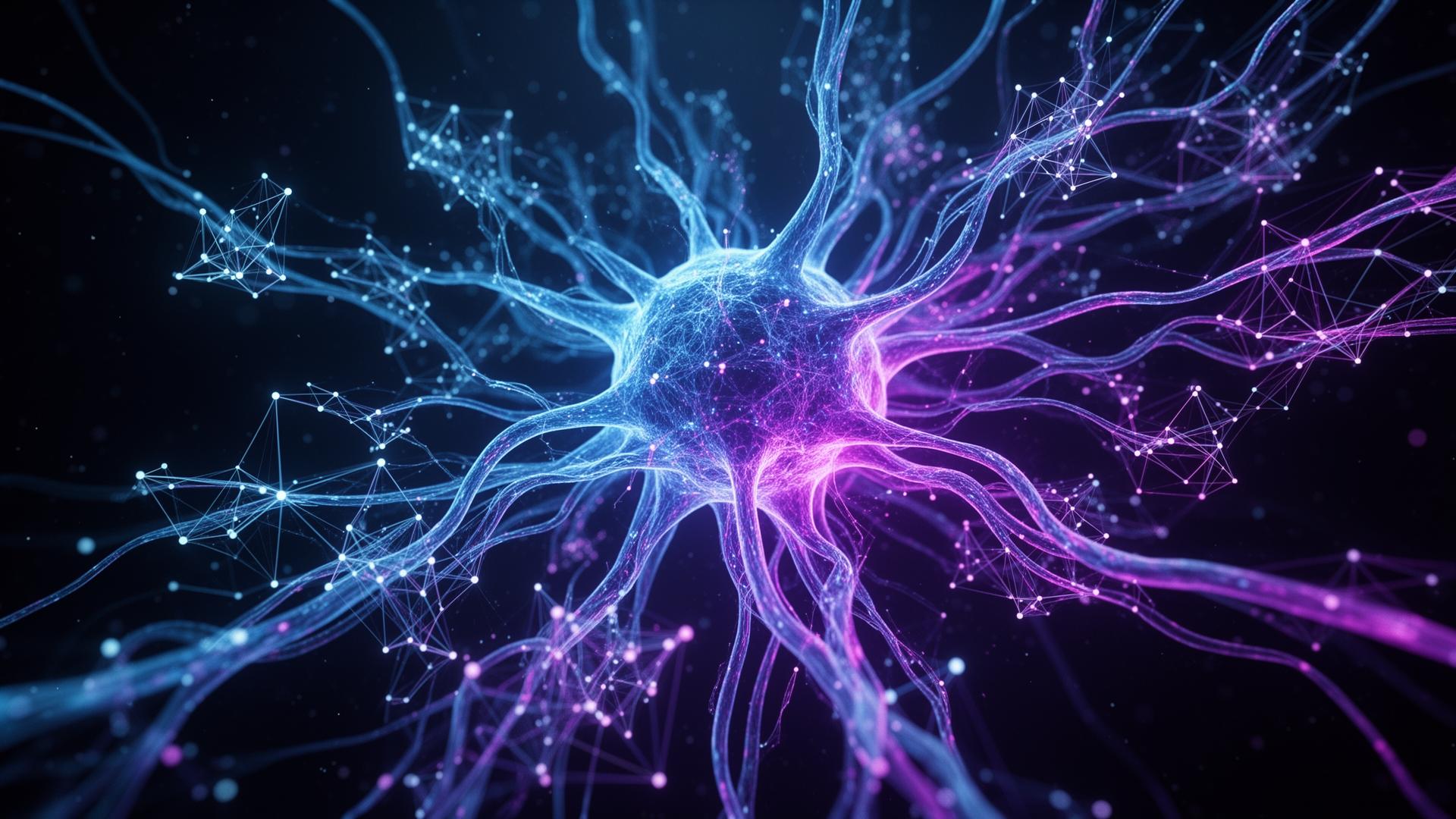 Living network of glowing nodes